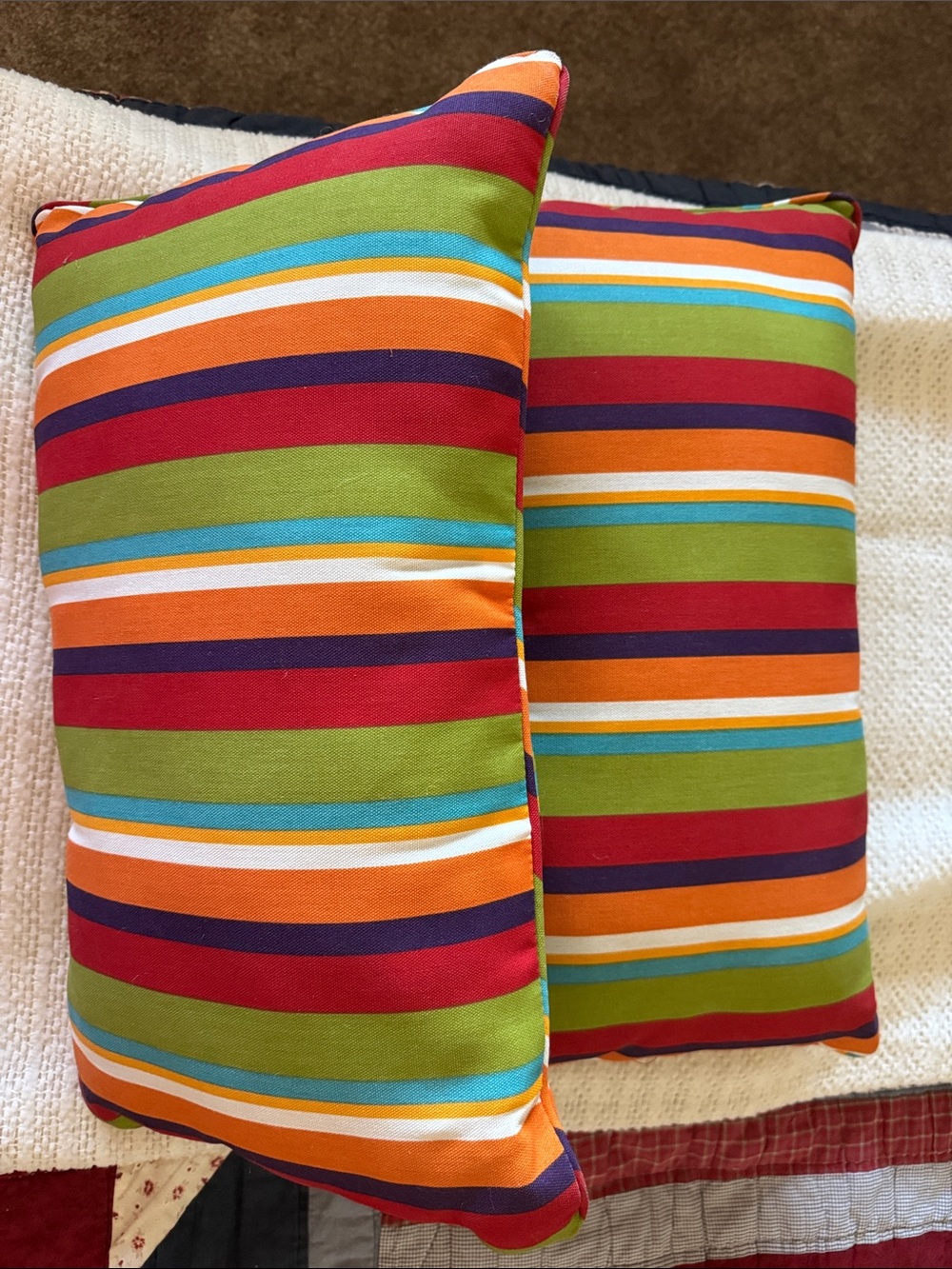 Bright Multicolor Striped Throw Pillows - Set of 2